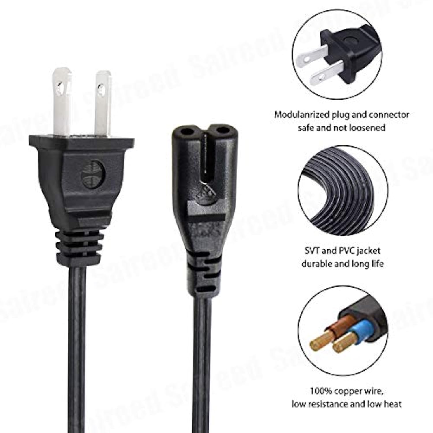 Power Cord Replacement For Vizio V51-H6 V21T-J8 V21-H8 S3821W-Co Sb4021E-A0 M512E-K6 Subwoofer 8Ft 2 Prong Power Cord Ac Cable