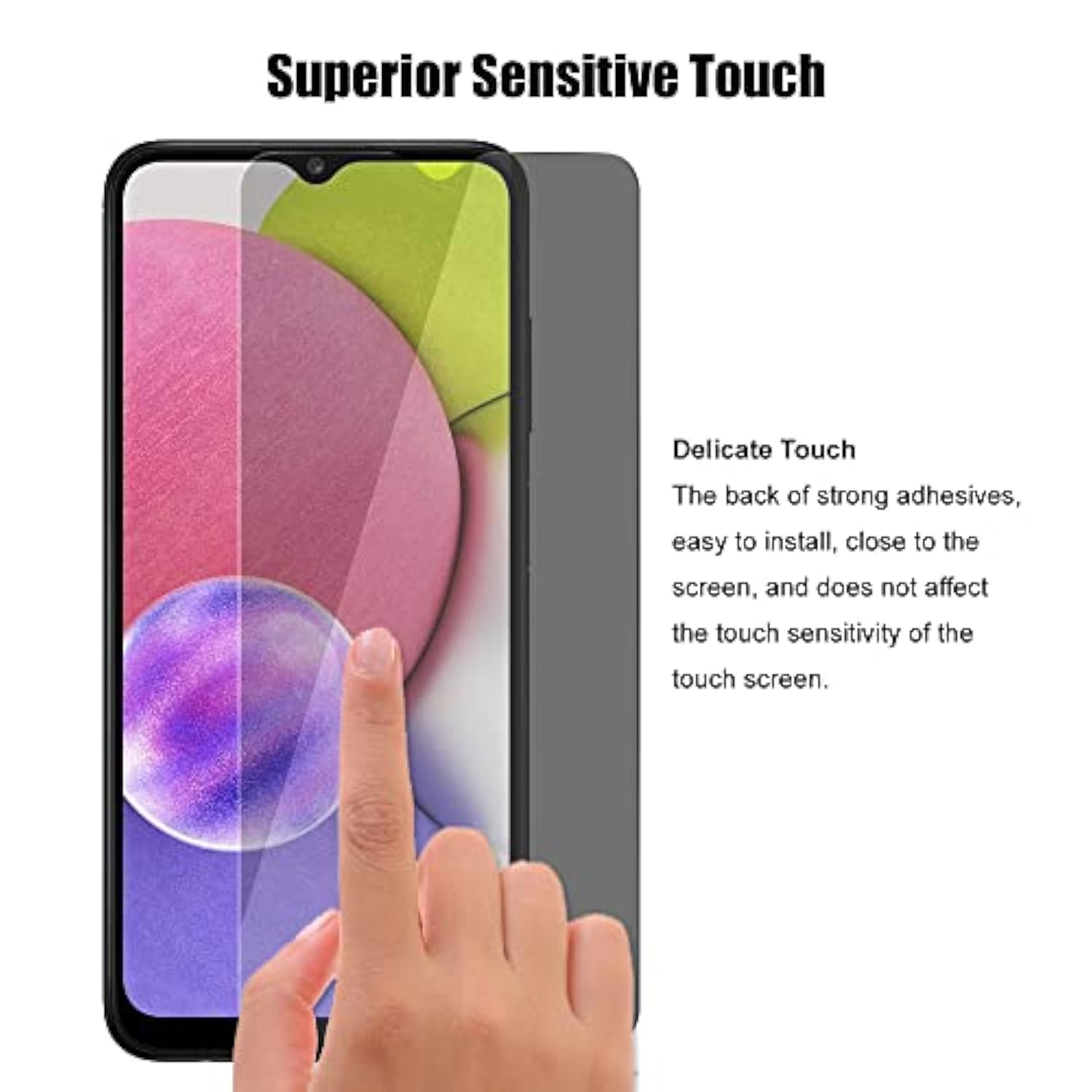 (3+3) Privacy Screen Protector For Samsung Galaxy A03S (3 Pack) Anti Spy Private Tempered Glass With Camera Lens Protector, Anti Scratch