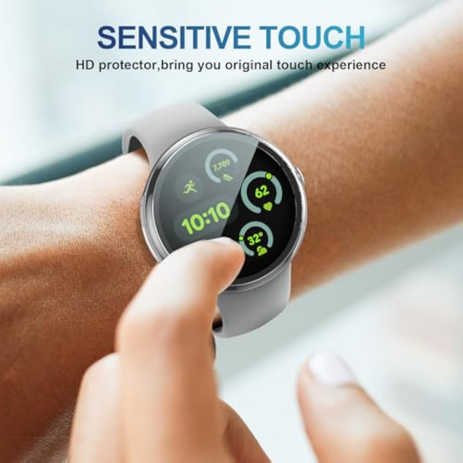 3 Pack Case For Google Pixel Watch 3 45Mm With Tempered Glass Screen Protector, Slim Hard Pc Shockproof Bumper Cover For Pixel Watch 3 45Mm 2024, Clear