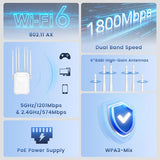 Ax1800 Outdoor Wifi 6 Extender, Long Range Outdoor Wifi Extender Signal Booster, Ip67 Weatherproof Outdoor Wireless Access Point With Poe, Gigabit Ports For Garage, Farm, Yard, Rv, Starlink