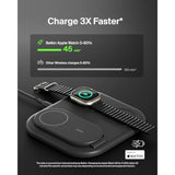 Belkin 3-in-1 MagSafe-Compatible iPhone Charger 15W, Foldable Magnetic Qi2-Certified Wireless Charging Station for iPhone 16, Apple Watch Series 10, AirPods 4, and More, w/Non-Slip Base & PSU - Black