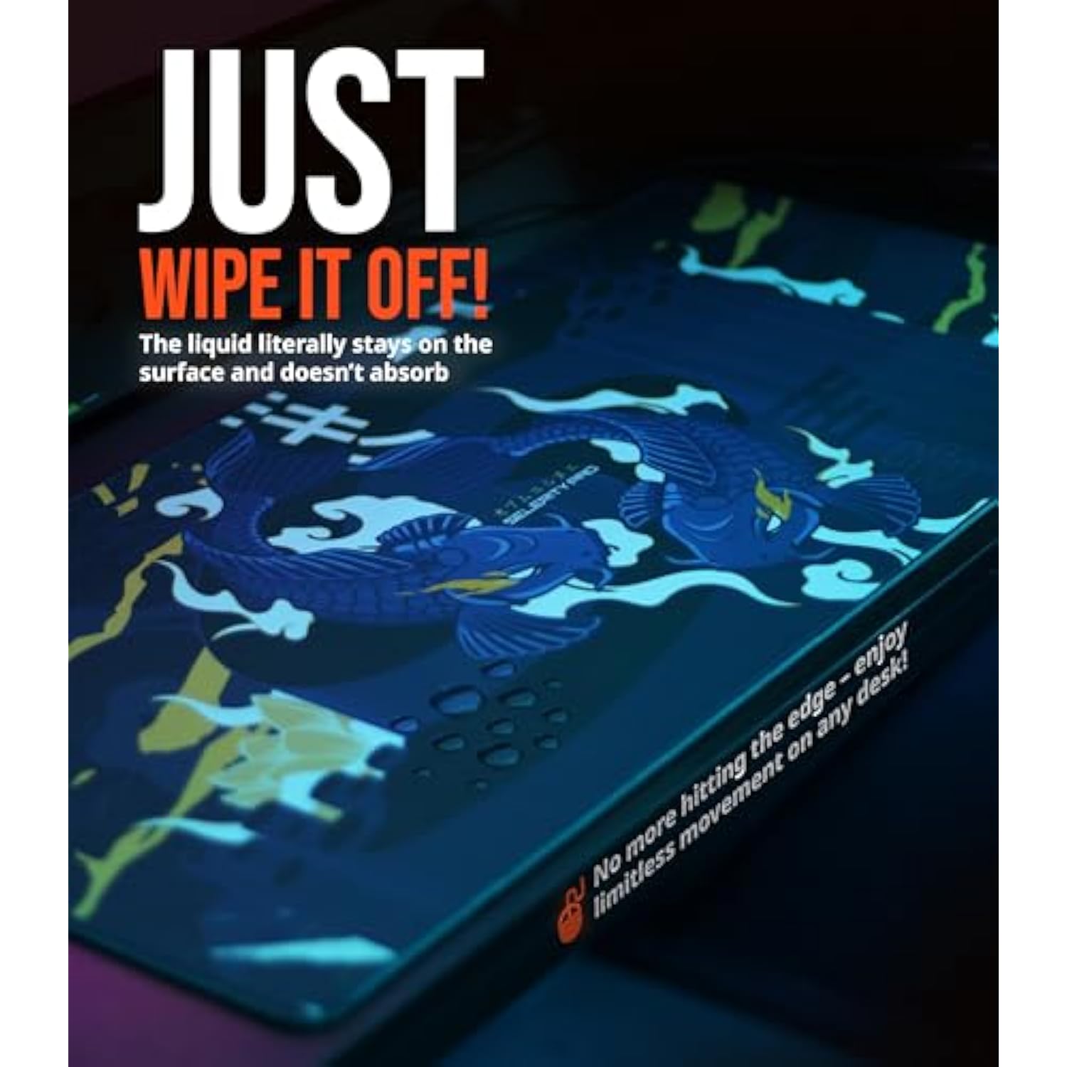 Japanese Large Waterproof Gaming Mouse Pad, Thick (4Mm) |35.5X16X0.16|Stitched Edges, Control And Speed, Anime Extended Xl Keyboard Blue Desk Mat With Rubber Base 900?400Mm (Hikari Blue).