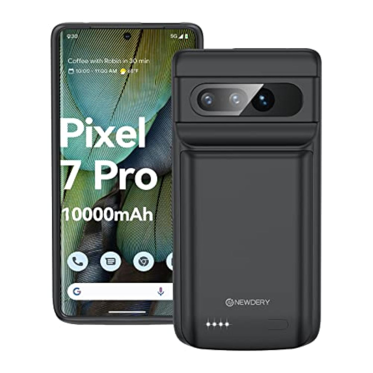 Battery Case For Google Pixel 7 Pro, 10000Mah Ultra Powerful Rechargeable Charging Case, Protective Extended Backup Charger For Google Pixel 7 Pro 5G - 6.7 Inch