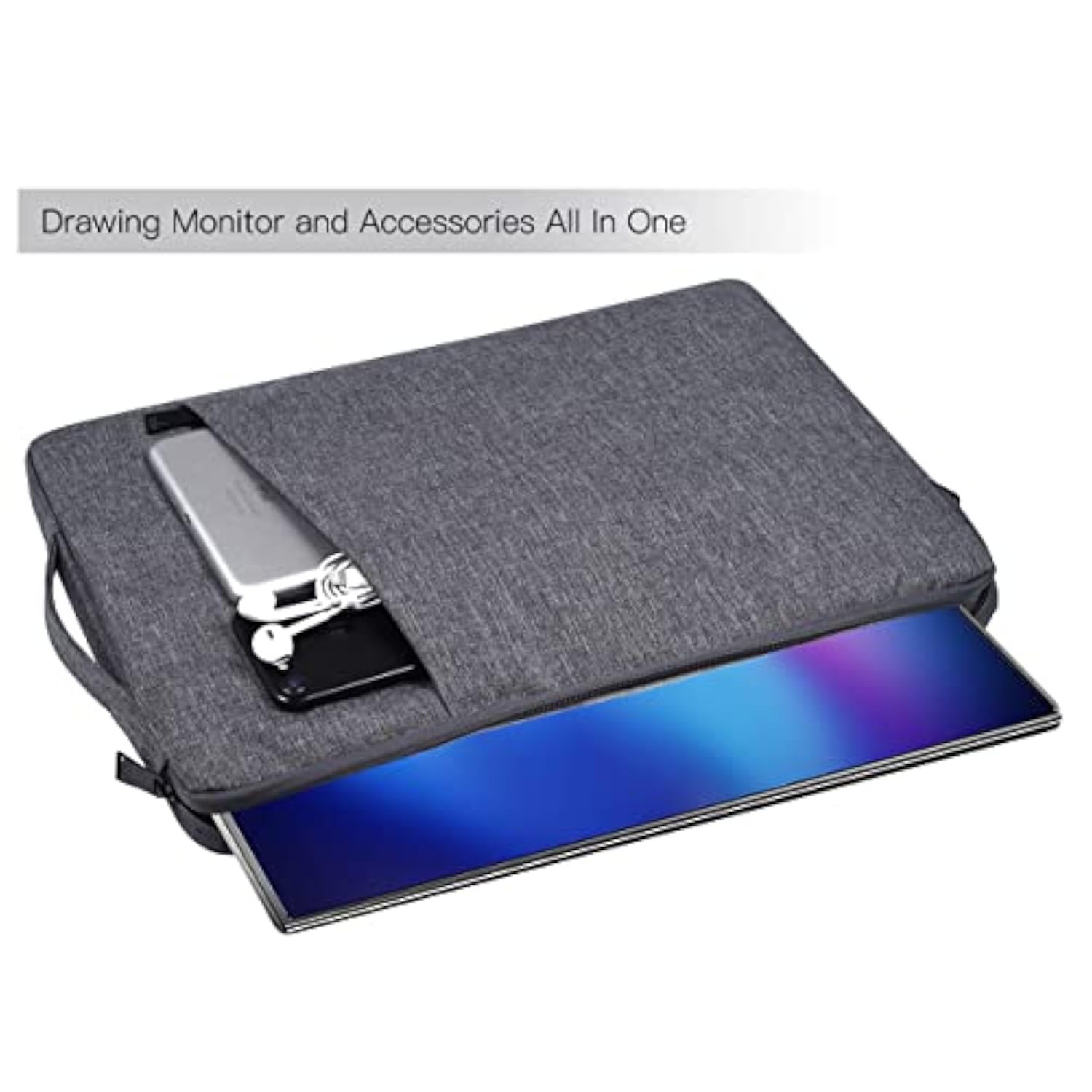 Portable Monitor Case Compatible With 18-18.5 Inch Most Large Portable Monitor Protective Sleeve Storage Bag, Space Grey(17.5X11.8 Inch)