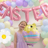 Easter Balloon Garland Arch Kit Pastel Balloons With Easter Egg Chicken Daisy Bunny Butterfly Pastel Pink Letter Foil Balloons For Spring Big Resurrection Day Baby Shower Party Decorations
