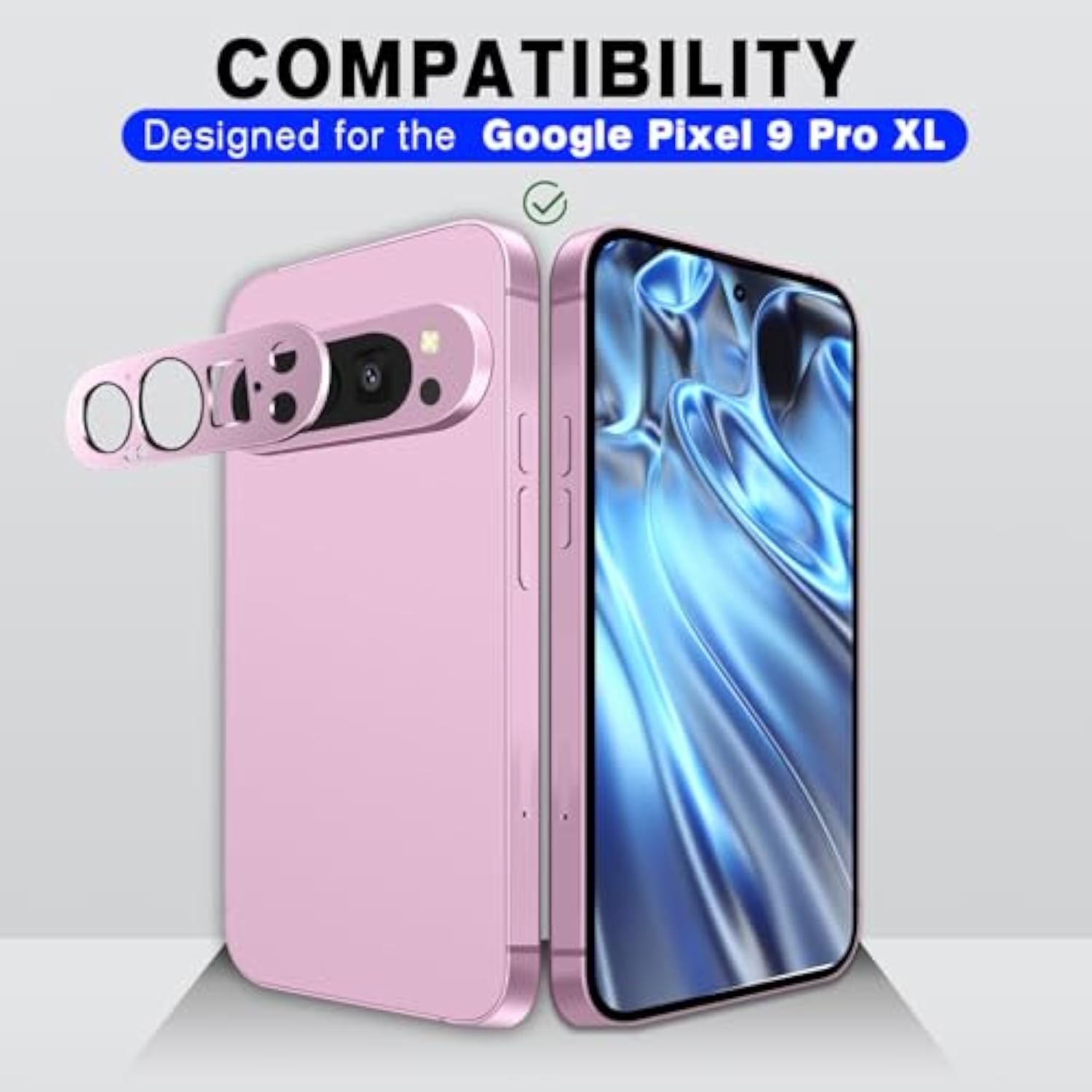 2 Pack For Google Pixel 9 Pro Xl Camera Lens Protector,Premium Metal Tempered Glass Camera Cover,Anti-Scratch High Definition Camera Screen Protector For Pixel 9 Pro Xl (Pink)