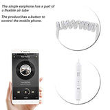 Universal 3.5Mm Jack Acoustic Hollow Air Tube Earbuds Headphones With Microphone,Anti-Radiation In-Ear Single Earbud,Wired Cell Phone Earpiece (White)