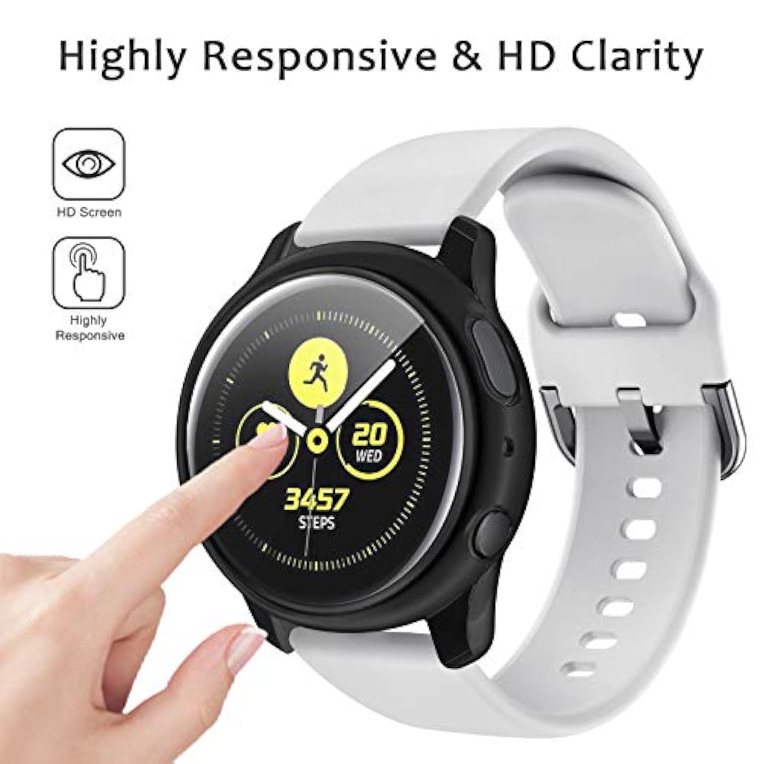 4 Pack Screen Protector For Samsung Galaxy Watch Active 2 40Mm 44Mm, Tpu All-Around Protective Case Cover Rugged Bumper Shell Accessories For Samsung Galaxy Watch Active 2