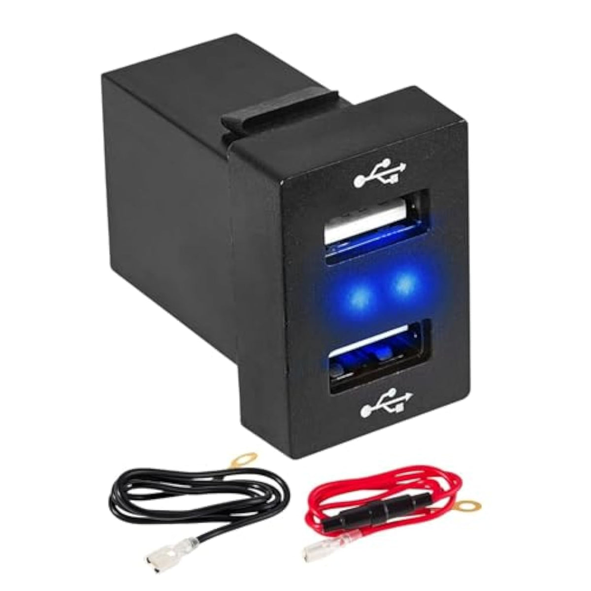 Dual Usb Car Charge Port For Toyota, Square Power Socket Adapter With Blue Light, Usb Dashboard Mount Module, Vehicle Usb Plug For 2009-2019 Toyota Corolla Rav4 Camry Highlander Prado