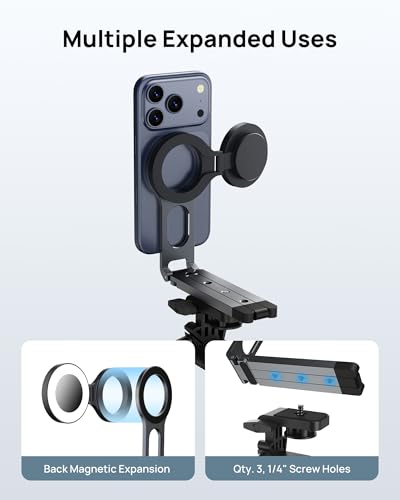 Magnetic Phone Tripod Stand for iPhone - Strong Magnet Foldable Cell Phone Stand for Vlog, Gym, Travel Essentials, Mini Tripod Phone Stand Compatible