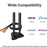 High Gain 10Dbi Wifi Antenna, Tri-Band 2.4/5/6Ghz For Router & Pc, Long Range Rp-Sma Male Magnetic Base With 4Ft Extension Cables Boost Signal For Gaming, Streaming, Iot, For Asus, Tp-Link, Netgear