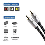 Cable Matters Braided 2-Pack Shielded Subwoofer Cable - 6ft / 1.8m, RCA Cord, Digital Coaxial Audio Cable for LFE Subwoofer, Home Theater Systems, and More
