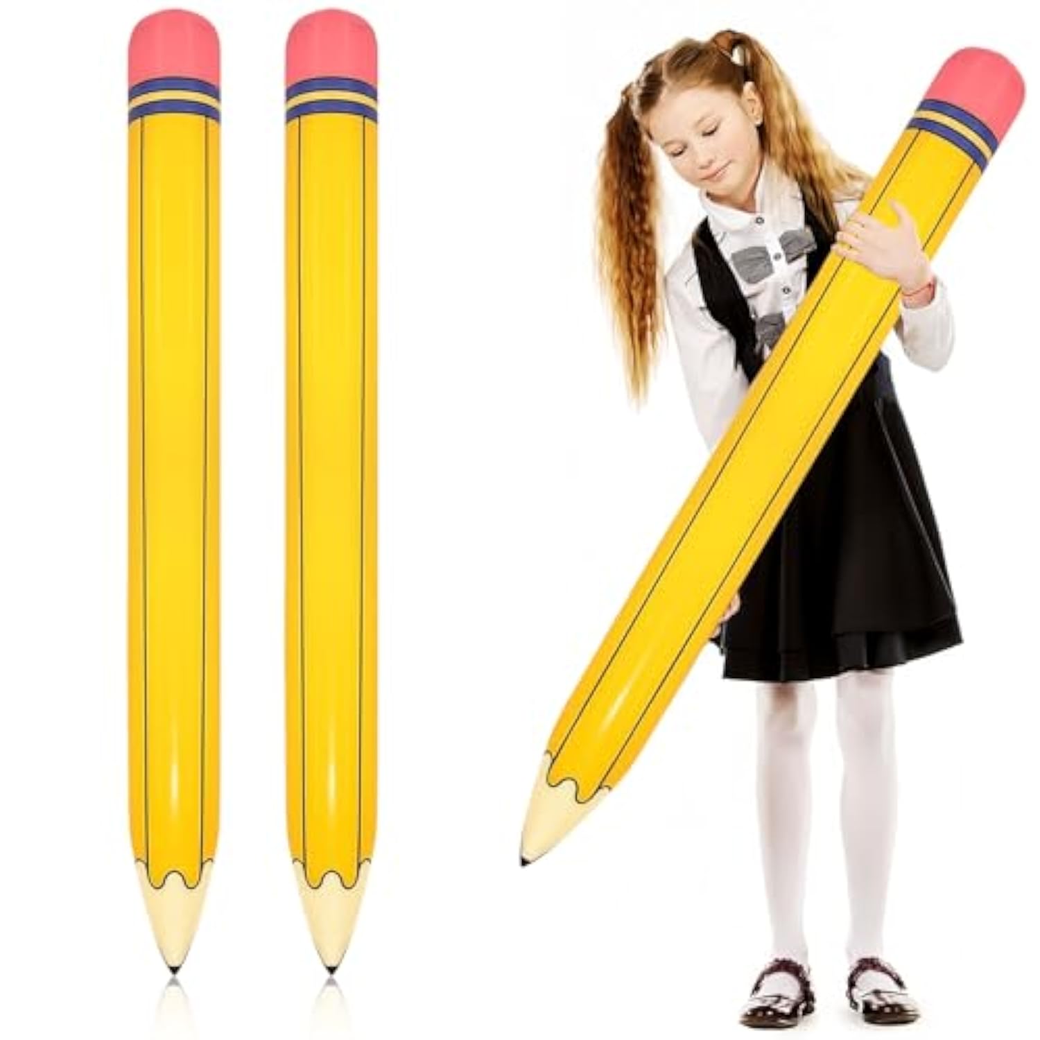Back to School Pencil Balloons 2 Pack 44" Yellow Pen Foil Classroom Party Decor
