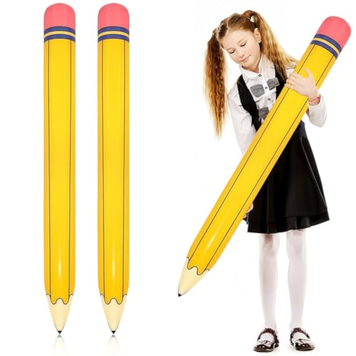 Back to School Pencil Balloons 2 Pack 44" Yellow Pen Foil Classroom Party Decor