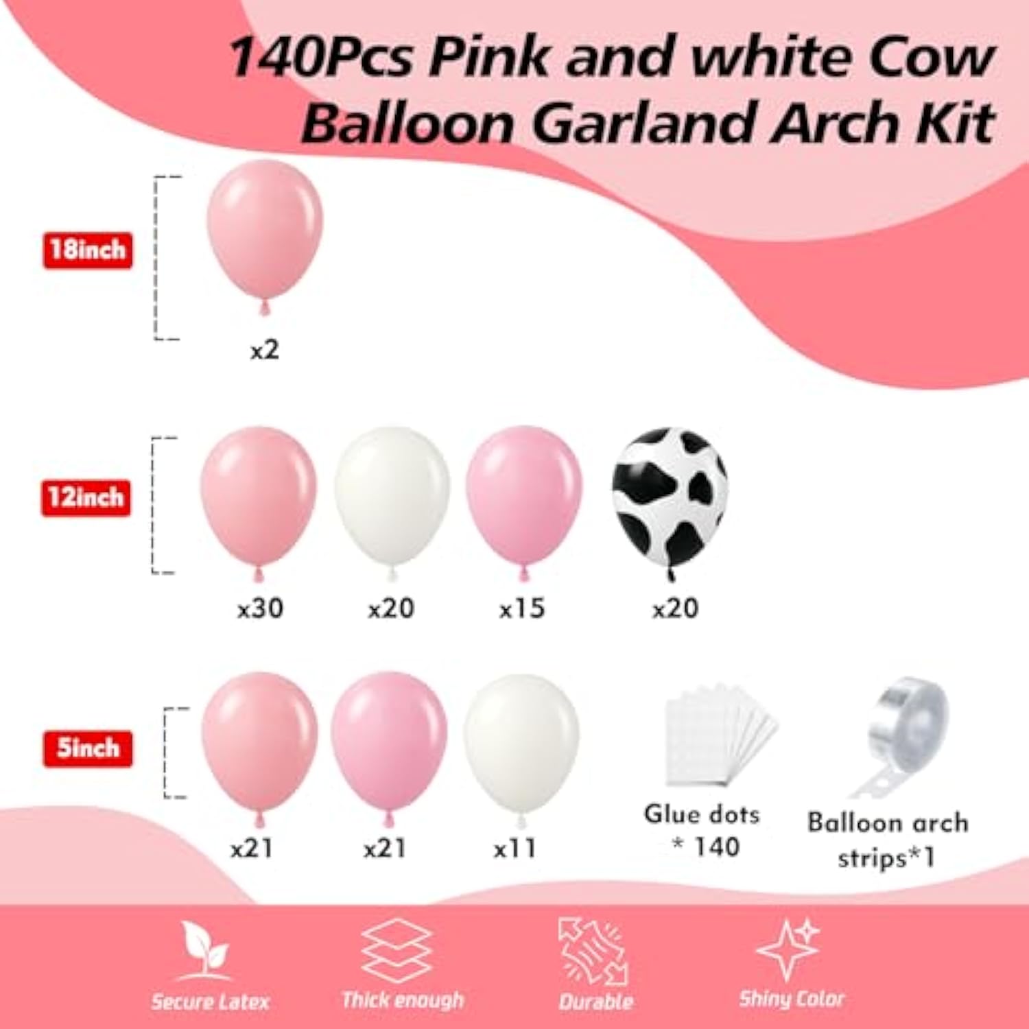 Pink Cow Balloon Garland Kit Cowgirl Baby Shower, Farm & Western Party Decorations