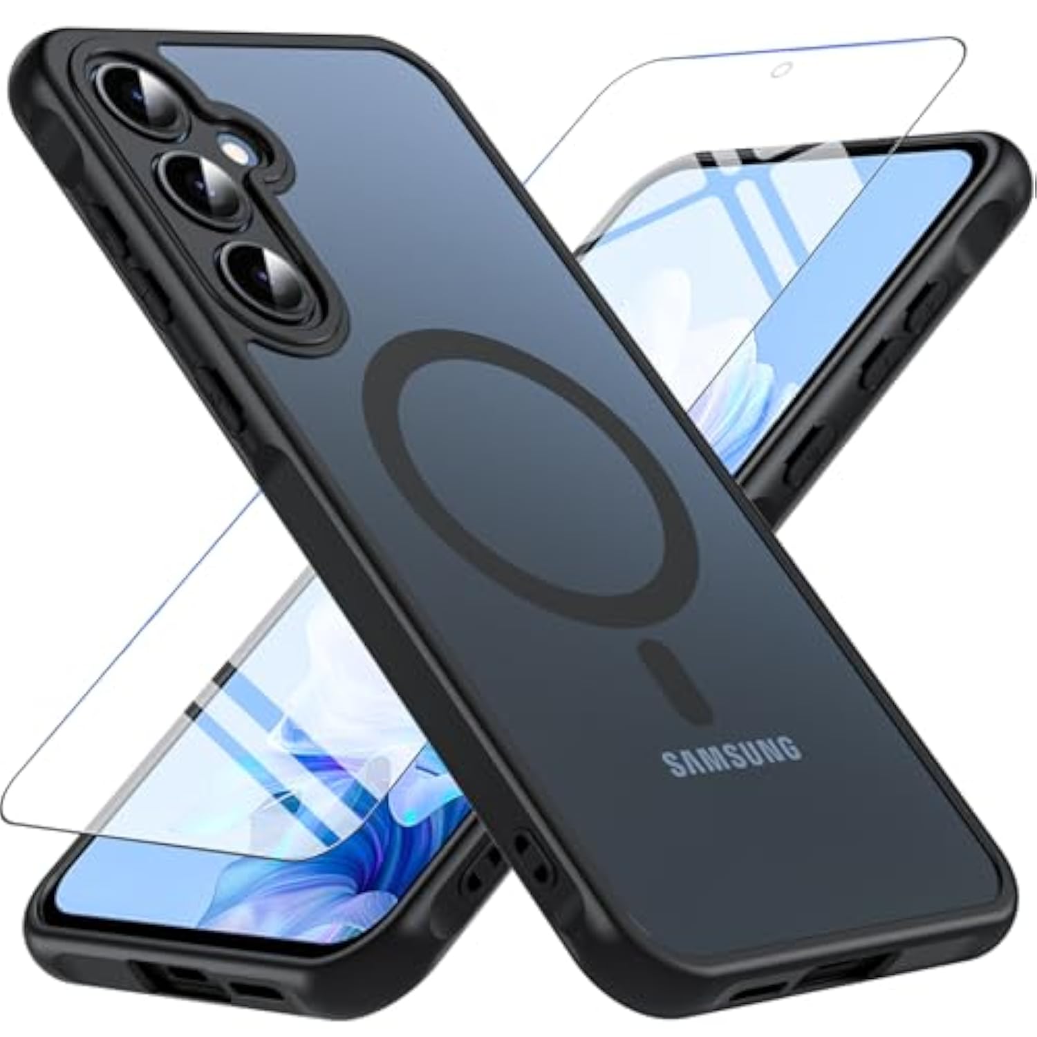 Magnetic Case Compatible With Gabb Phone 4 Pro,Military Grade Shockproof With Tempered Glass Screen Protector Translucent Matte Protective Case Cover For Boys Girls-Black