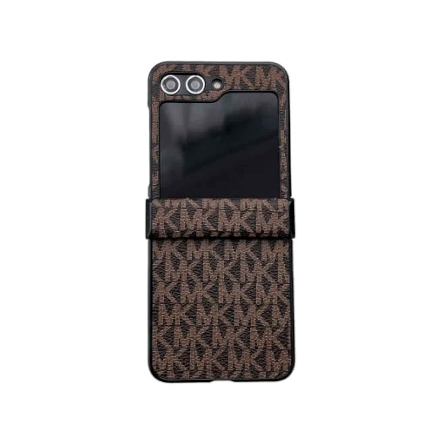 Samsung Galaxy Z Flip 5 Luxury PU Leather Case with Hinge Protection - Classic Folding Slim Full Protective Phone Cover Case Compatible with Galaxy Z Flip 5 Coffee