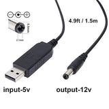 5V To 12V Step Up Cable, Usb Adapter With Dc Jack 5.5 X 2.1Mm For Fan, Table L