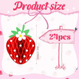 24 Pcs Strawberry Party Decorations Strawberry Honeycomb Balls Birthday Favors Berry First Theme Table Centerpieces Tissue Paper Honeycomb Tabletop Hanging Decor Party Supplies(Red)
