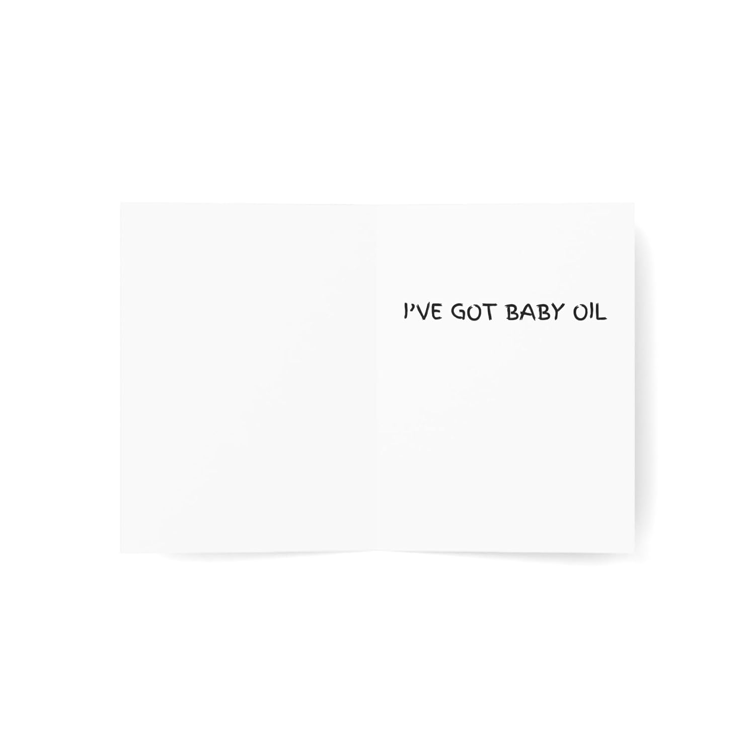 Diddy Funny Card 'I'Ve Got Baby Oil', Humorous Stationery, Birthday Cards, Gifts, Cards Set, Just Because, Anniversary (Any Occasion)