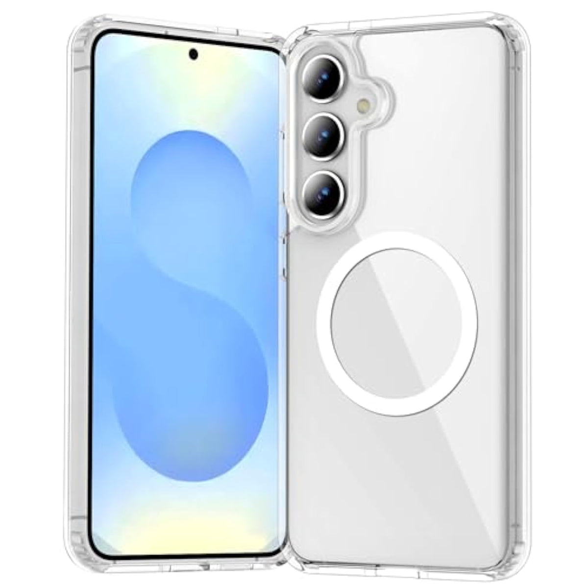 For Samsung Galaxy S25 Case Clear, [Wireless Charging][Anti-Yellowing][-Grade Protection] Shockproof Slim Magnetic Phone Sleeve Case For Samsung Galaxy S25, Transparent