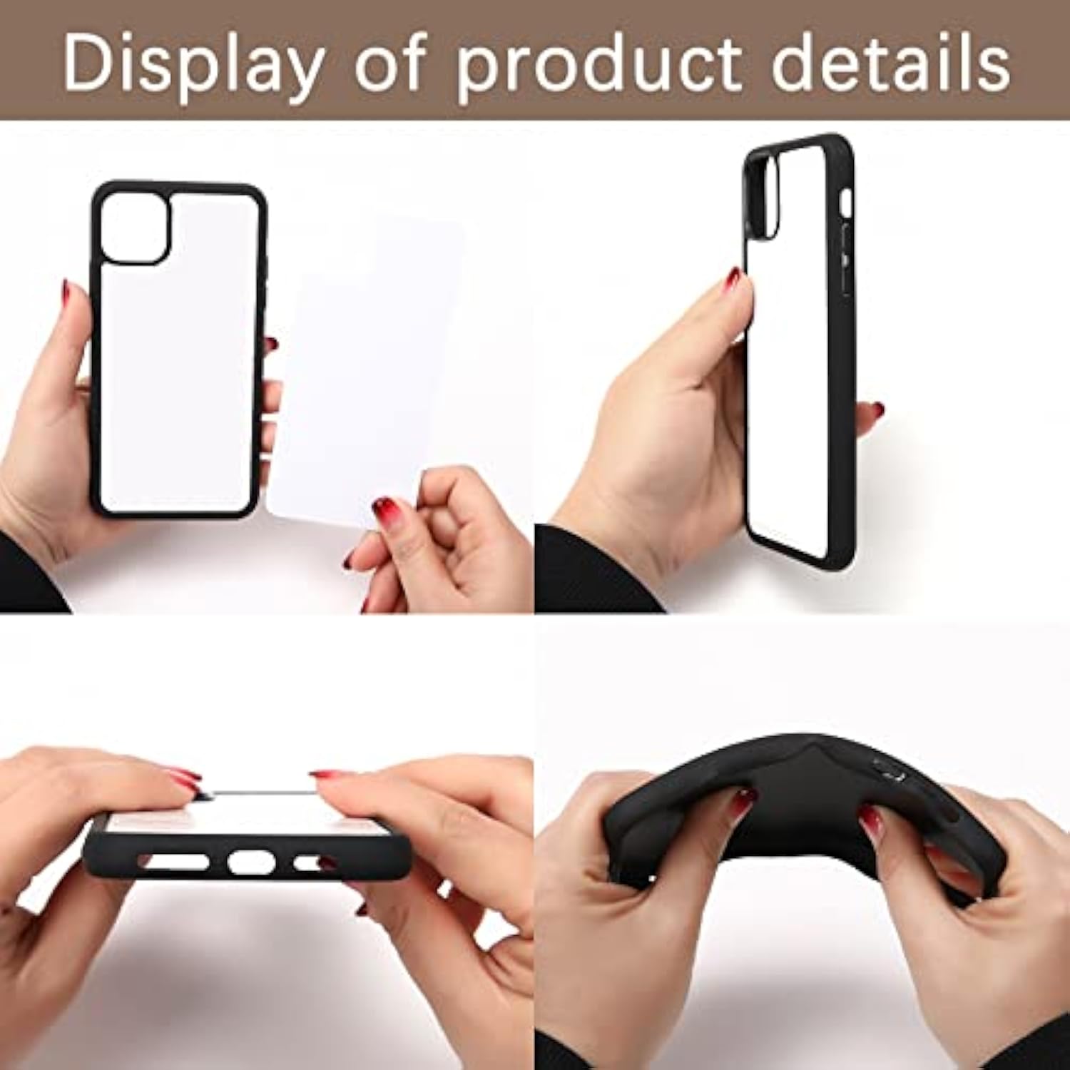10 Pcs Heat Press Blank Phone Case For Iphone 16 Pro Max 6.9 Inch,Matte Black Soft Rubber Protective Shockproof Insert Aluminum Plate Case