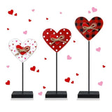 3Pcs Valentines Day Decorations Wooden Heart Sign, Rustic Farmhouse Valentine'S Day Wooden Table Signs Freestanding Valentines Table Centerpiece For Home Party Mantle Shelf Tiered Tray Decor