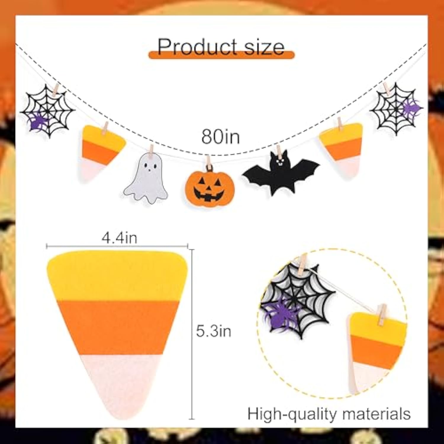 Felt Halloween Garland Cute Ghost Bat Banner Little Boo Party Decor for Kids