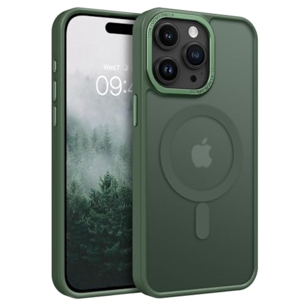 Magnetic For Iphone 15 Pro Max Case,[Compatible With Magsafe] Translucent Matte Frosted Anti-Fingerprint Slim Shockproof Women Men Protective Cover Case For Iphone 15 Pro Max 6.7",Dark Green