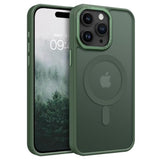 Magnetic For Iphone 15 Pro Max Case,[Compatible With Magsafe] Translucent Matte Frosted Anti-Fingerprint Slim Shockproof Women Men Protective Cover Case For Iphone 15 Pro Max 6.7",Dark Green