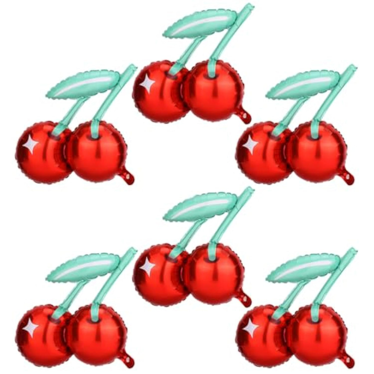6Pcs Cherry Balloons, Red Cherry Foil Balloons Fruit Theme Party Decorations Birthday Supplies For Girls Baby Showers Fruit Party Home Decor