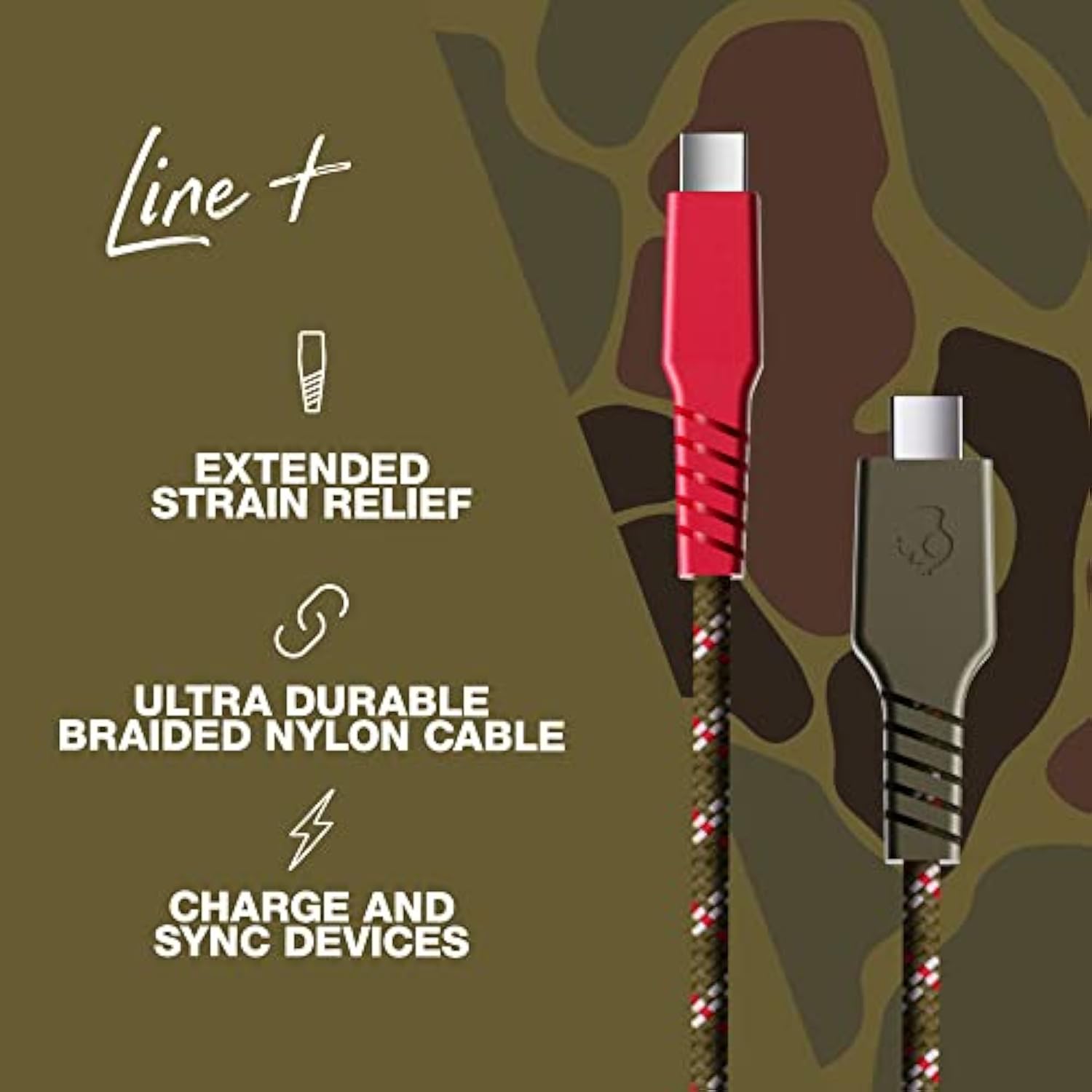 Skullcandy Line+ Braided USB C Charger Cable, 60W USB C to USB C with Fast Charging for iPad/mini/Pro/Air, MacBook Pro, Samsung Galaxy, Nintendo Switch and Laptops, 4ft - Standard Issue