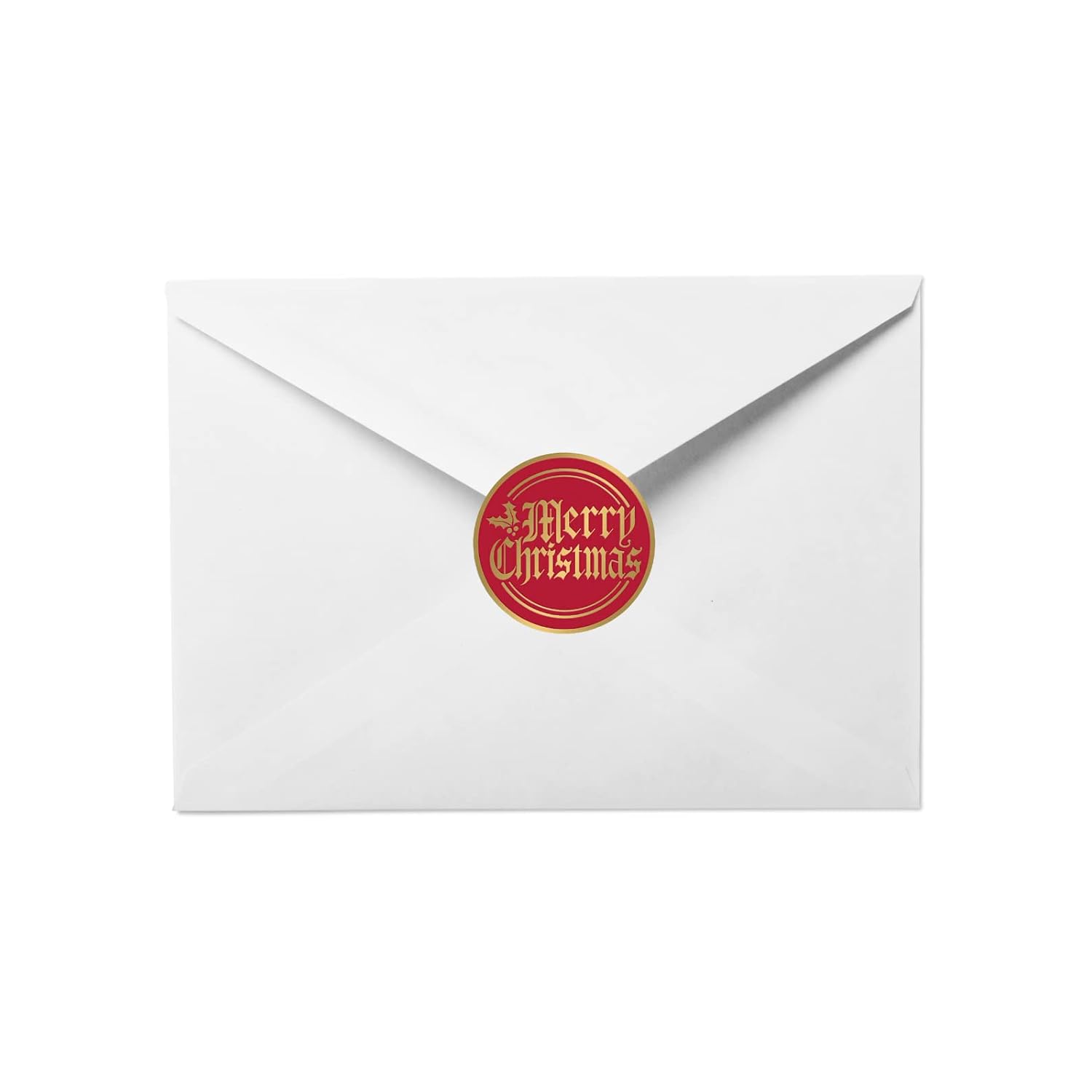 Bundleofbeauty Item#4590 Bridgt And Vivid 50Pack Rustic Glitter Red And Gold Merry Christmas Envelope Stickers Seals