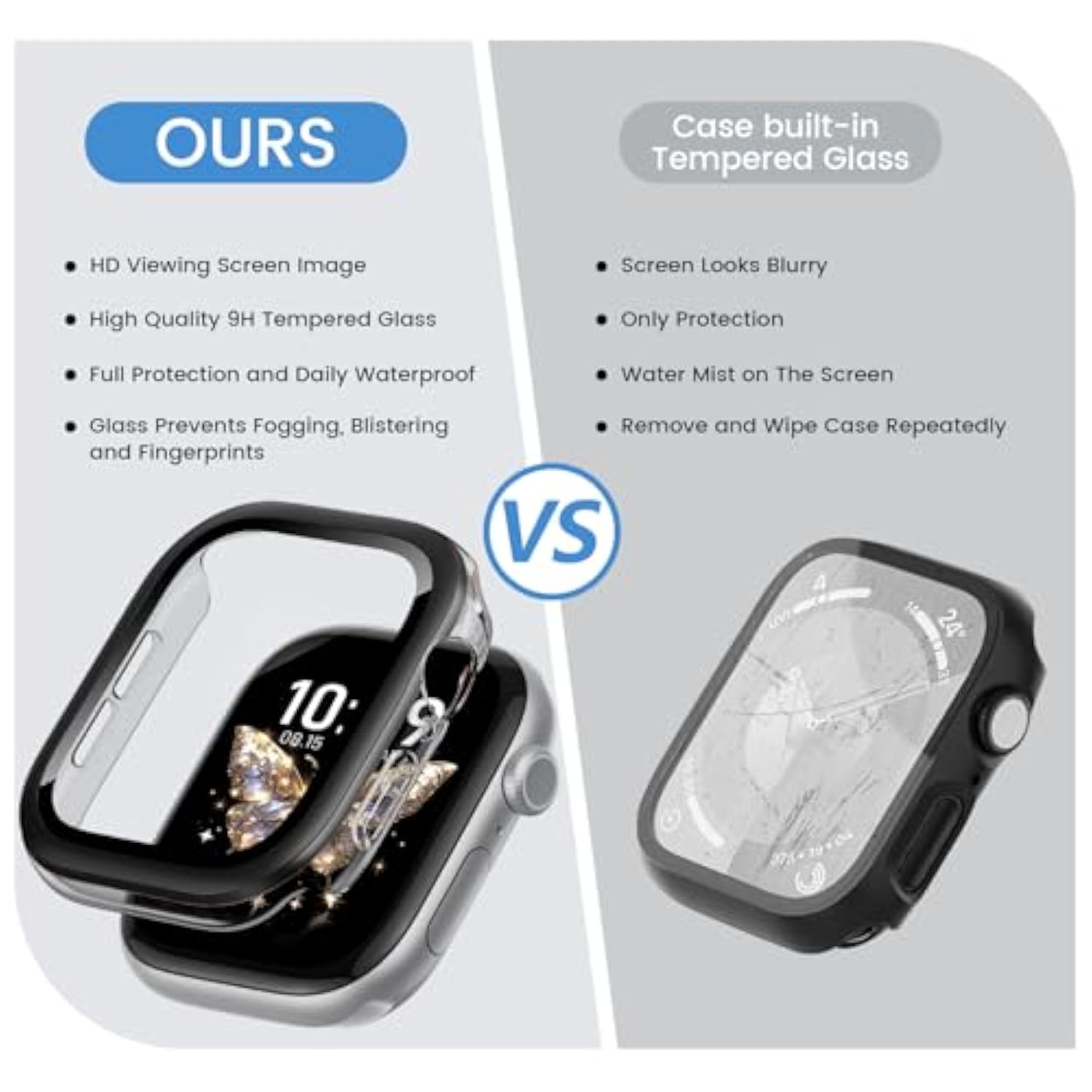 2 In 1 Metal+Pc Case For Apple Watch Series 11/Series 10 42Mm With Upgrated Waterproof Hd Tempered Glass Screen Protector,Hard Pc Overall Protective Cover For Apple Watch 11/10 Case 42Mm Iwatch