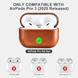 Handmade Brown Leather AirPod Pro 3 Case, Vintage Protective Cover