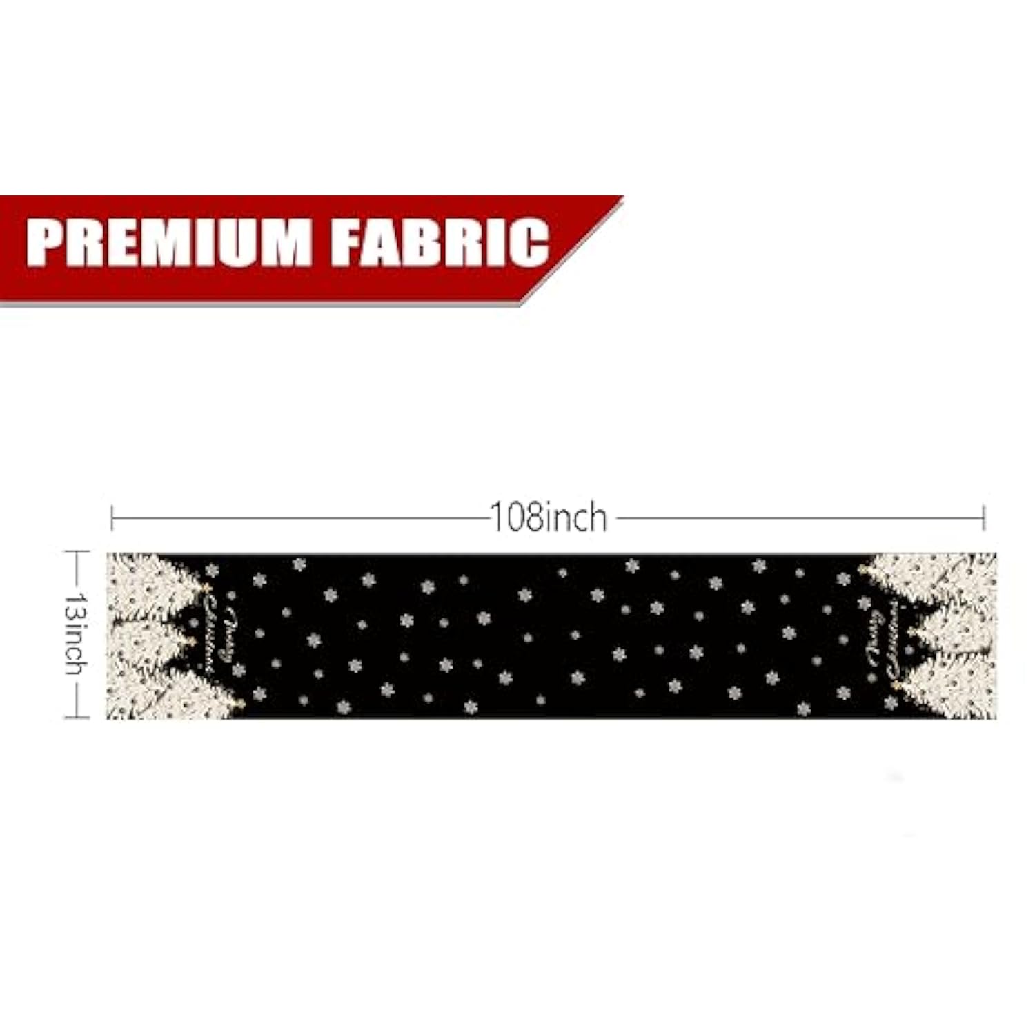 Christmas Table Runner Xmas Golden Tree Star Snowflake Black Merry Christmas 13 X 108 Inch Long Runners Winter Holiday Home Kitchen Table Decor
