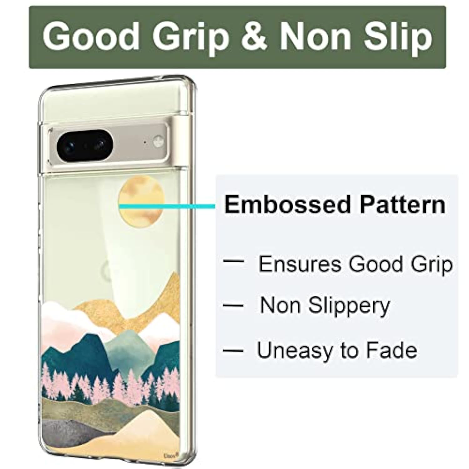 Soft TPU Shock Absorption Slim Embossed Pattern Protective Back Cover for Pixel 7