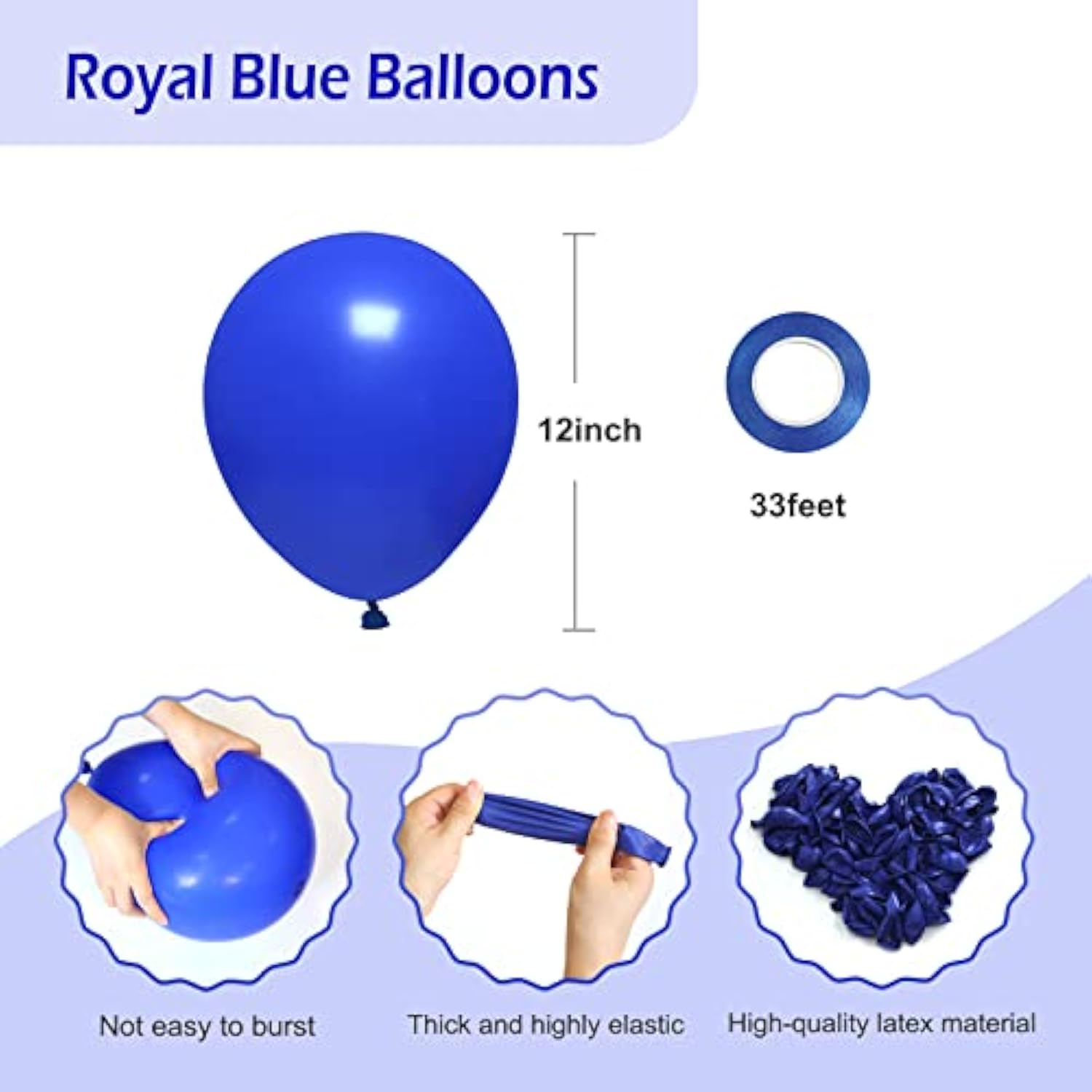 Royal Blue Balloons 12 Inch, 50 Pack Royal Blue Latex Party Balloons Helium Quality For Birthday Graduation Baby Shower Baseball Nautical Wedding Party Decorations (With Blue Ribbon)