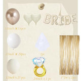 62pcs Beige Bridal Shower Kit with Balloons, Veil, Curtains & Wedding Decor