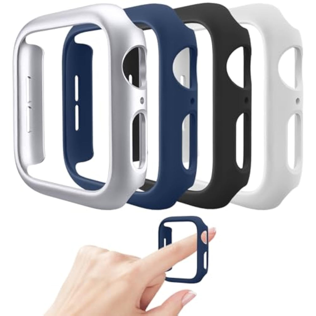 4 Pack Hard Pc Bumper Case Compatible With Apple Watch Se (2Nd Gen) Series 6 Series 5 Series 4 44Mm Without Screen Protector, Scratch Resistant Protective Frame Edge Cover For Iwatch 44Mm