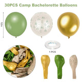 30pcs Camp Bachelorette Balloons – Sage Green & Gold 12" Party Décor