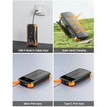 Solar-Power-Bank-Charger, 40000Mah Portable Phone Charger Built In 4 Cables With Usb C In/Output, Pd 20W Fast Charging External Batter, External Battery Pack With Dual Bright Flashlights