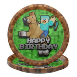 Pixel Miner Dinner Plates (Pack Of 20) - Mining Craft Party Supplies