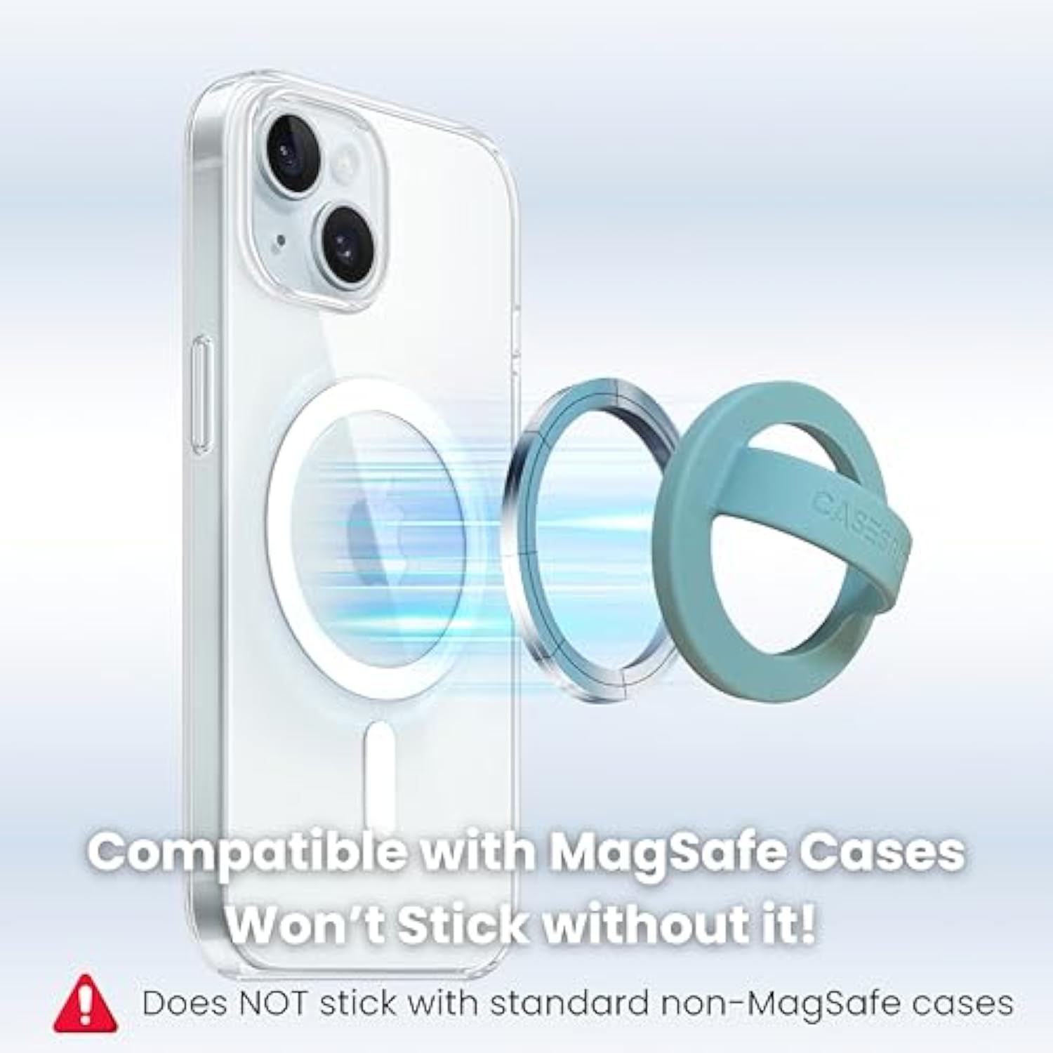 Magnetic Silicone Phone Grip Soft Finger Loop Holder For Magsafe Cases And S (White Sparkle)