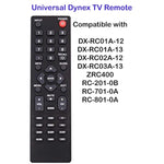 Universal For All Dynex Tv Remote, Compatible With Dynex Dxrc02A12 Dxrc01A12 Dxrc01A13 Dxrc03A13 Rc2010B Rc7010A Rc8010A Zrc400 No Setup Required