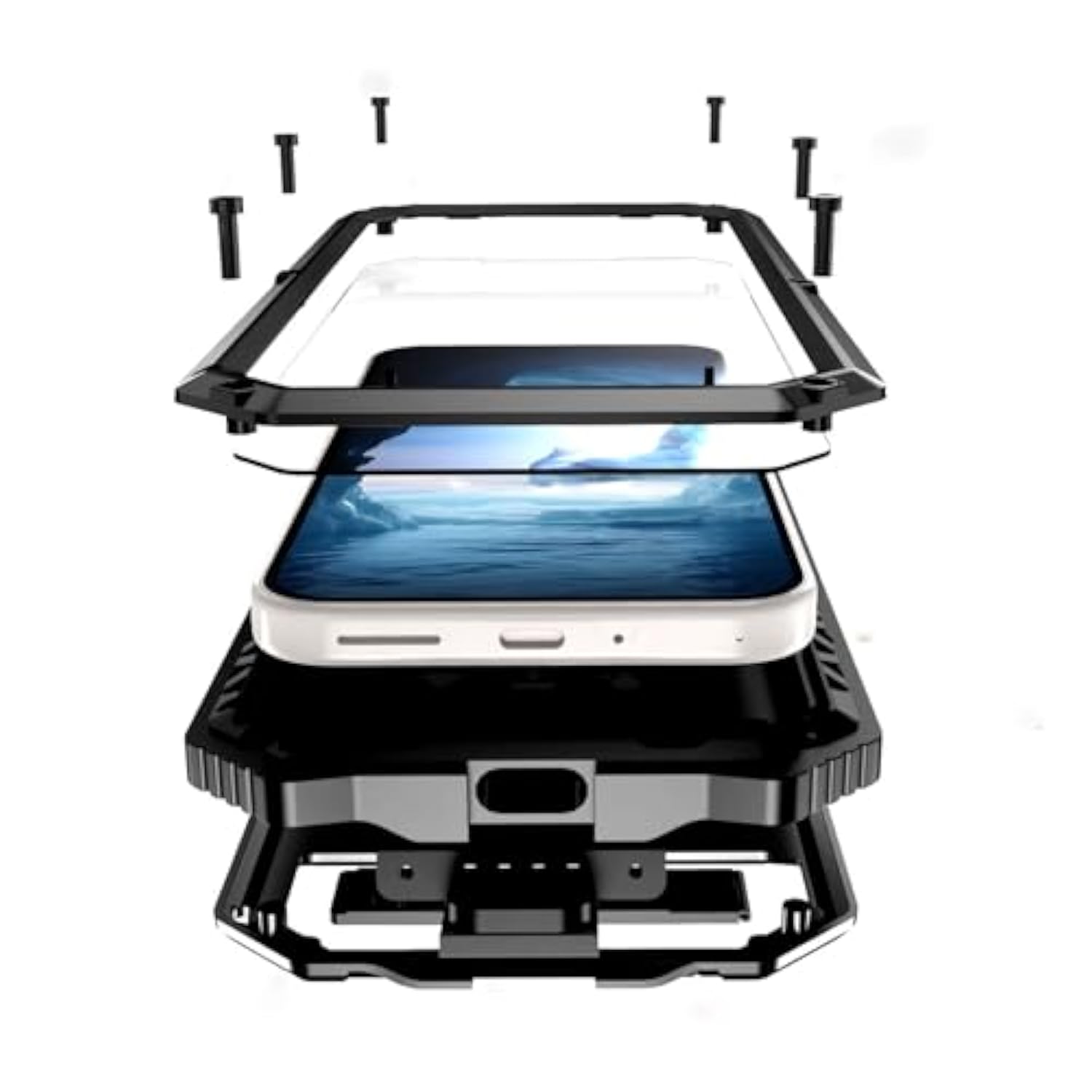 For Google Pixel 9 Pro Xl Case Metal Heavy Duty Phone Case Para Built-In Screen Protection Full Body Protective Dust Proof Military - Grade Rugged (6.8 '' Black)