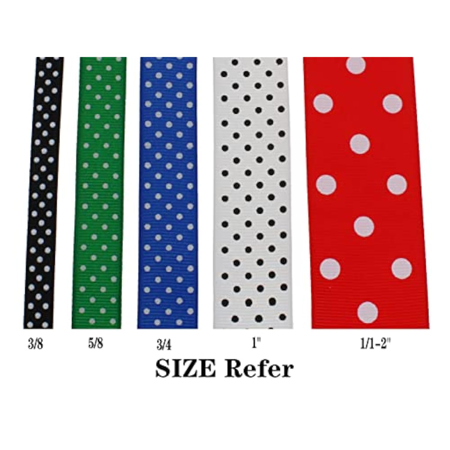 Polka Dot Grosgrain Ribbon 25 Yard Each Roll 100% Polyester (3/8", Red