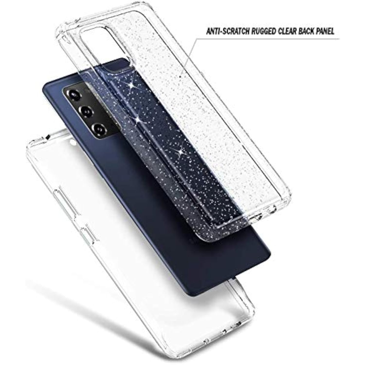 Designed For Samsung Galaxy S20-Fe 5G Case, Crystal Glitter Clear | With [Built-In Screen Protector], Full-Body Protective Shockproof Rugged Bumper Phone Cover