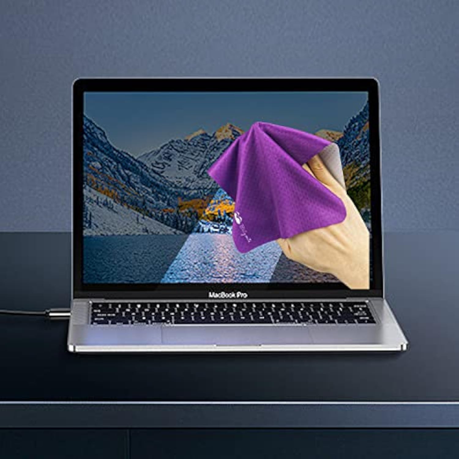 3In1 Anti Slip Silicone Dots Multi-Functional Microfiber Cloth Mouse Pad, Portable & Washable Keyboard Cover For Laptop And Screen Microfiber Cleaning Cloth 2Pcs One Set Purple