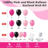 Pink & Black Balloon Arch Kit: Birthday, Baby Shower Decor